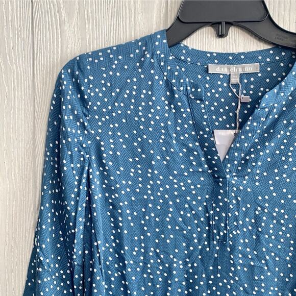 Daniel Rainn Blue Polka Dot 3/4 Sleeve Top Size PXS NWT - Picture 2 of 5